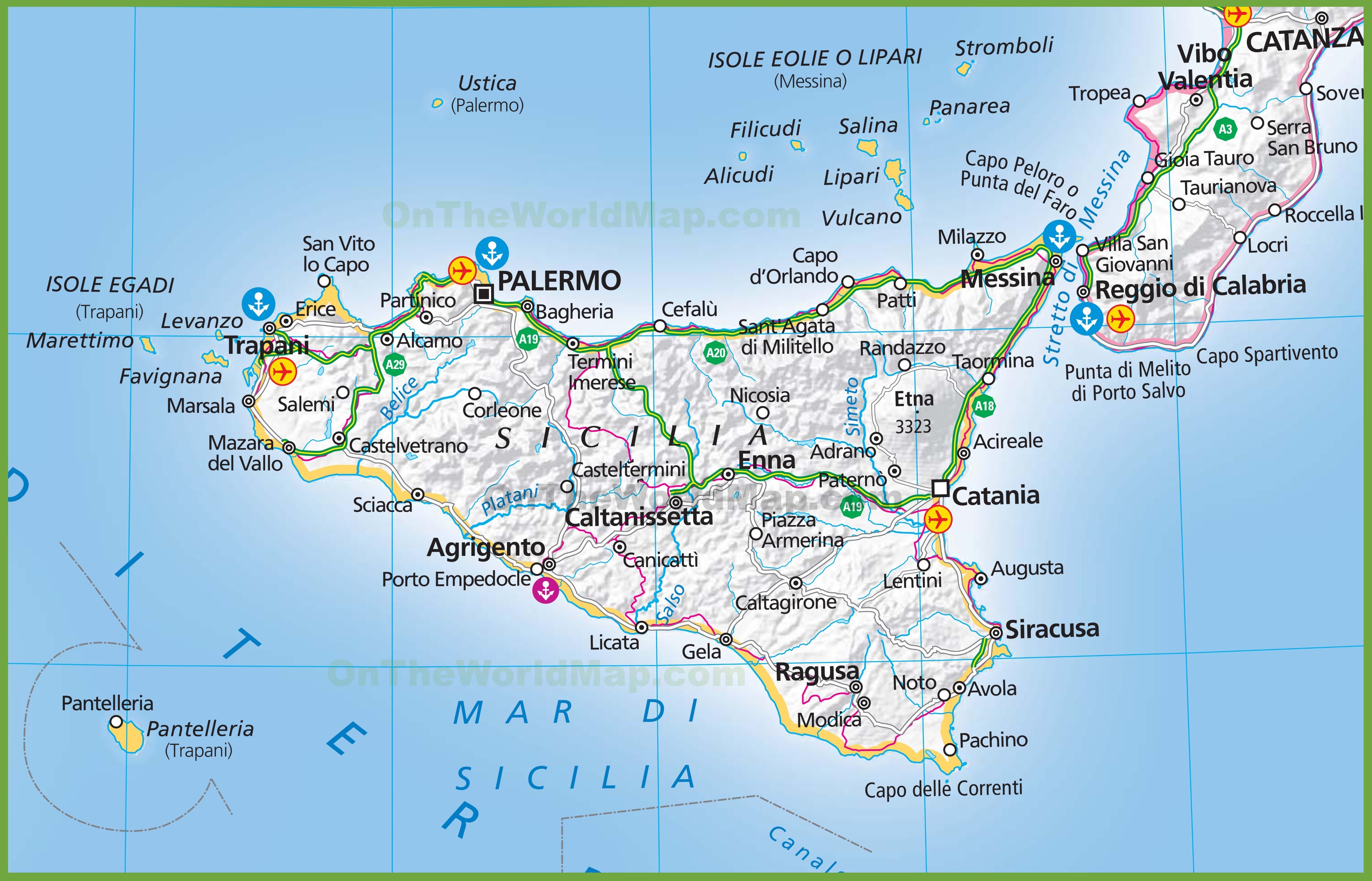 Printable Map Of Sicily