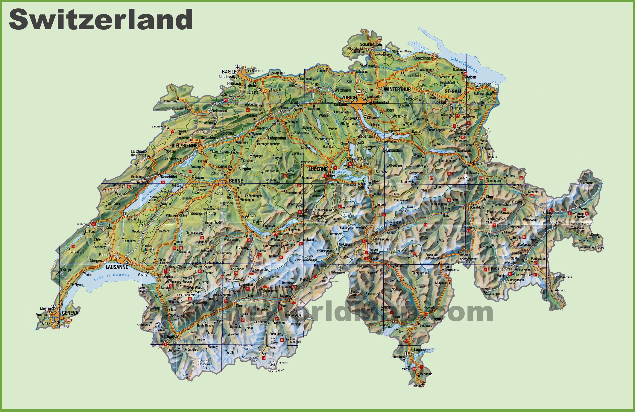 Mappa Stradale Svizzera Ad Alta Dettaglio Con Etichettatura Immagini ...