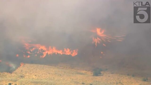 Footage emerges of fire tornado in LA County