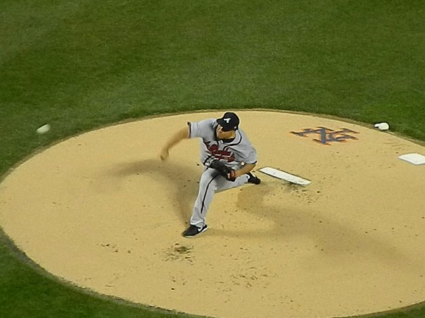 Bartolo Colon throws a pitch at Citi Field in his first game as an Atlanta Brave. (Photo credit: Paul Hadsall)