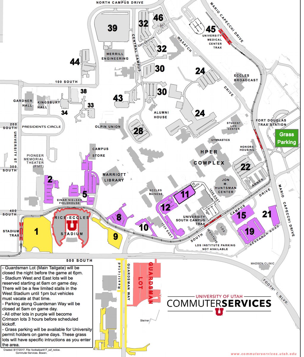 University Of Utah Campus Map Printable