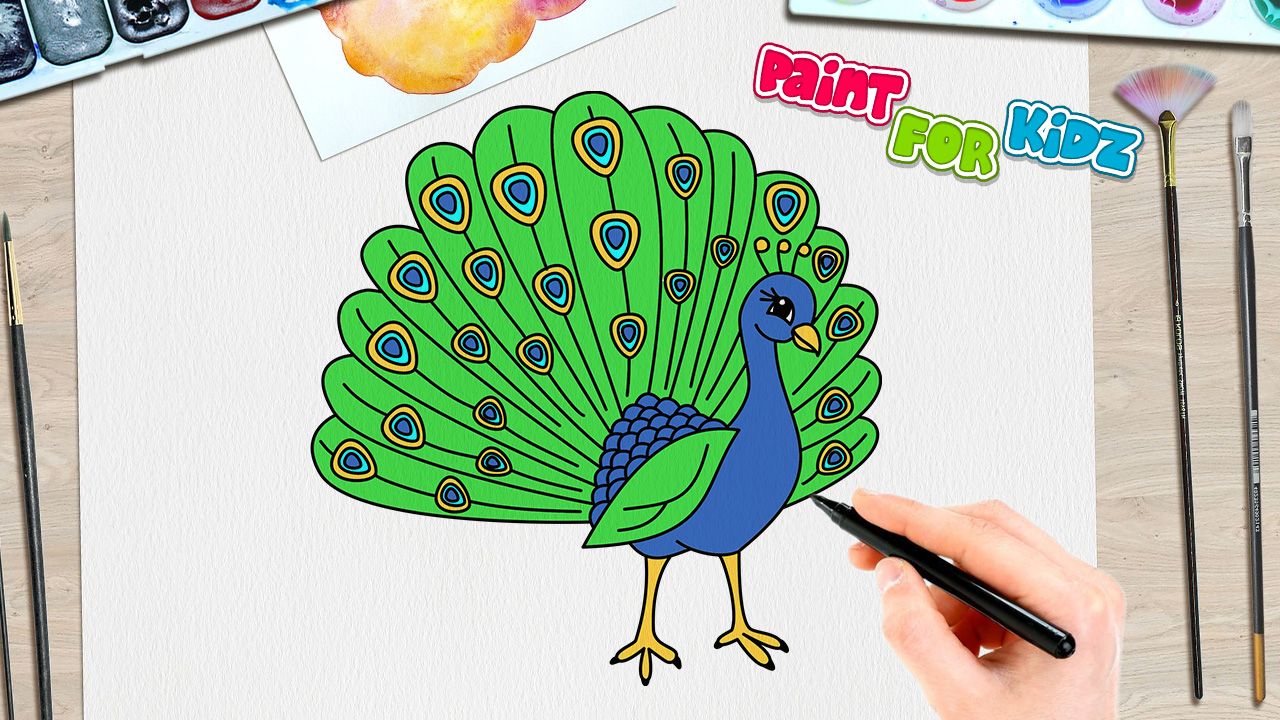 An Incredible Compilation of Over 999 Peacock Drawing Images with Color ...