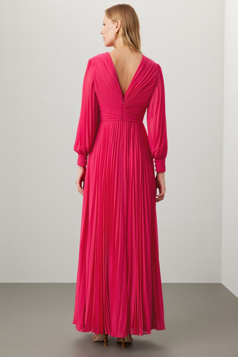 Fuchsia Pleated Gown by Badgley Mischka - Photo 2