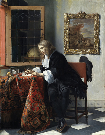 Gabriel Metsu, ManWritingALetter, 1664-66, osm, 52x41,