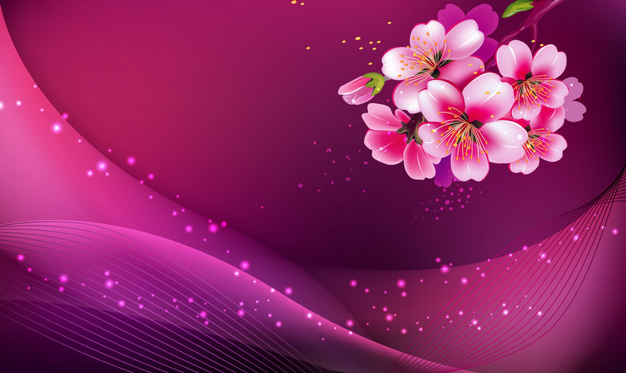 PSD, Purple Background, Apple tree flowers. PSD background for Photoshop  free layered file Download.