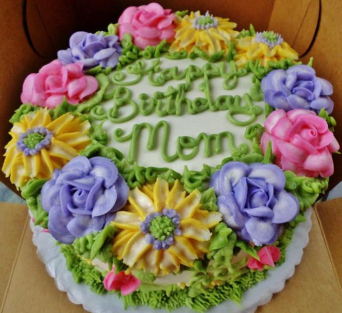 Buttercream pastel floral cake