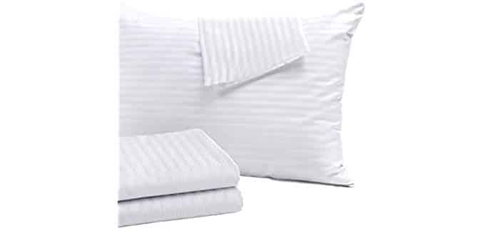 Niagara Sleep Solution 4 Pack Pillow Protectors Standard 20x26 Hypoallergenic 100% Cotton Sateen Tight Weave 3-4 Micron Pore Size High Thread Count 400 Style Zippered White Hotel Quality Non Noisy