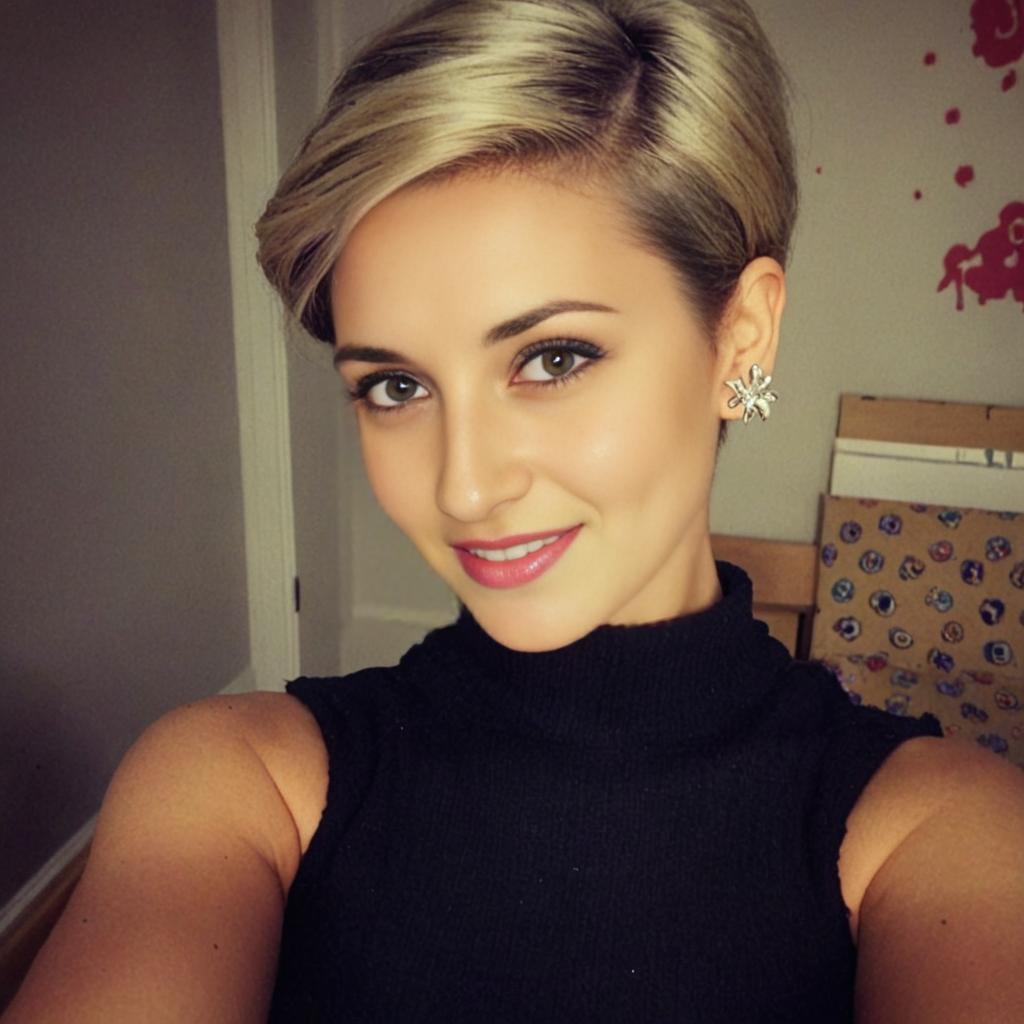 Stylish Woman with Short Blonde Haircut