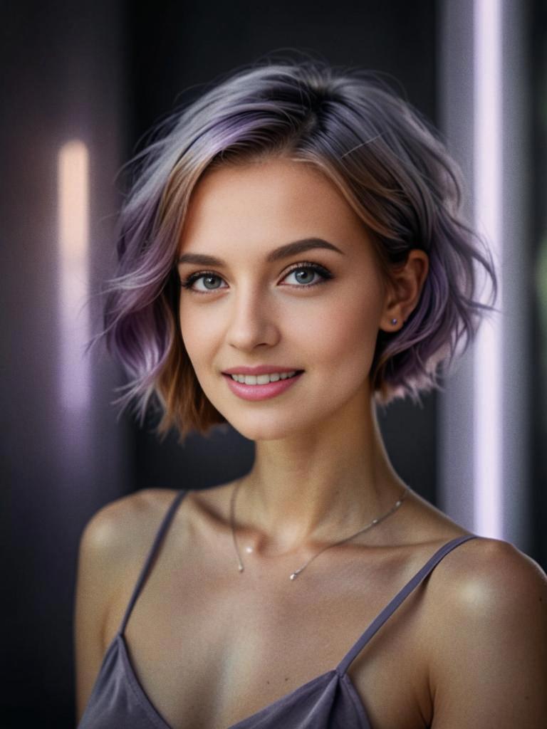 Confident Young Woman with Lavender Hair