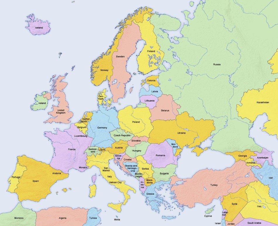 Europe Map With Countries drawing