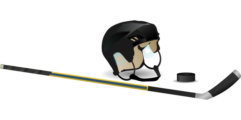 hockey stick helmet puck drawing