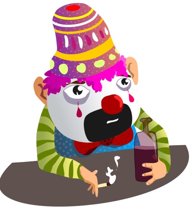 drawing of a sad clown