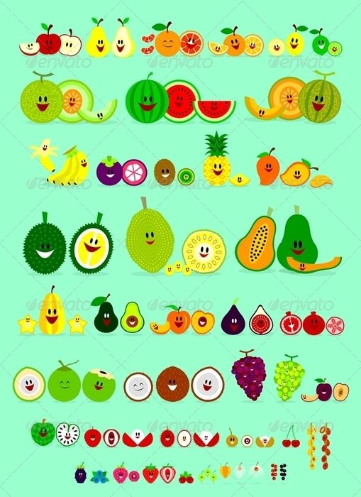 clip art of animated fruits