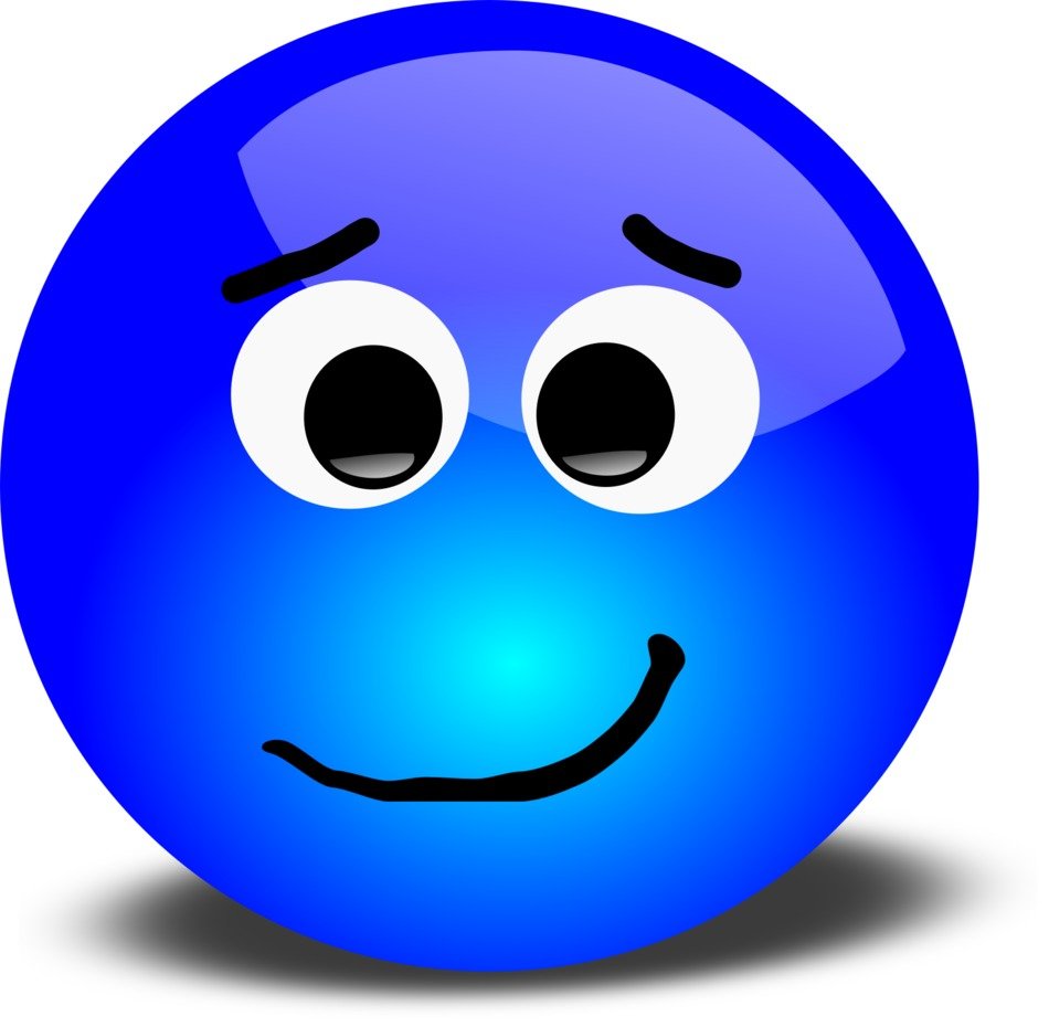 Animated Smiley Face blue clip art drawing