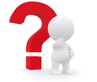 clipart of white man and red question mark on a white background