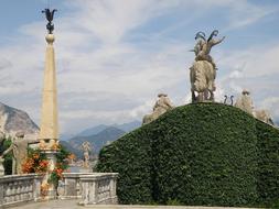 garden with stone statues