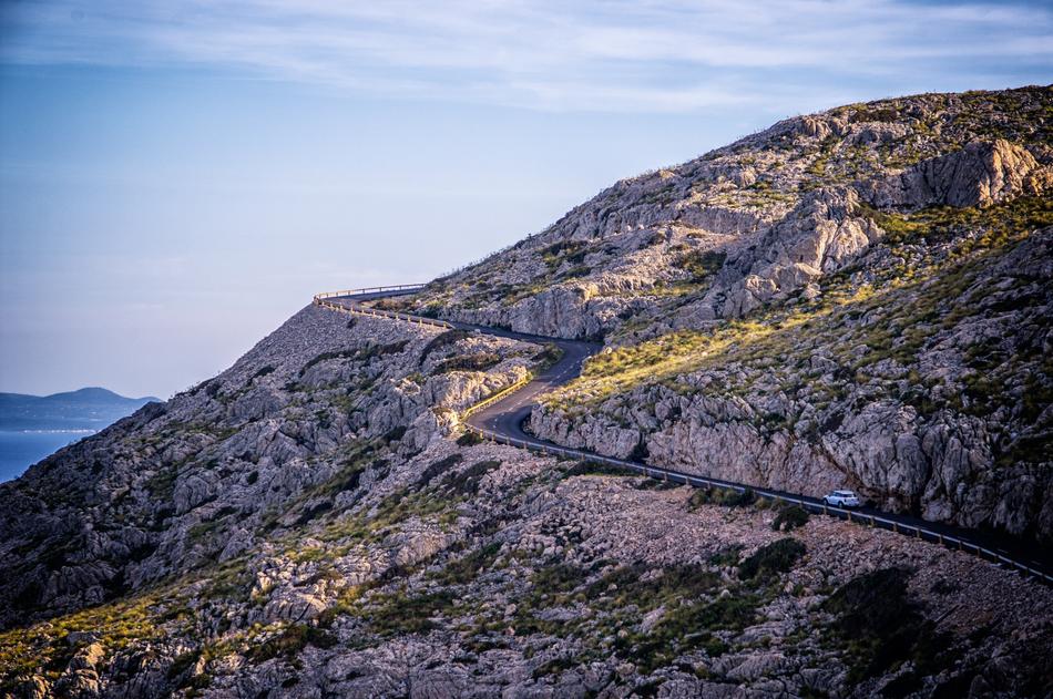 at on winding road at Mountain side, scenic Landscape