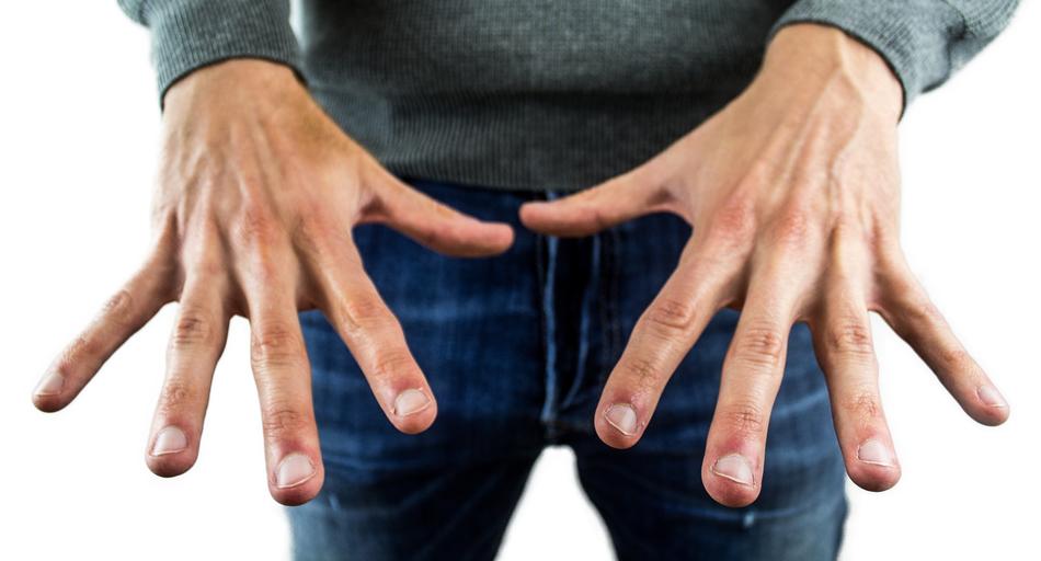 male Hands with stretched Fingers