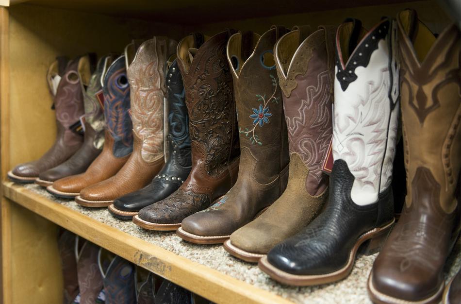 Cowboy Boots on Shelves in shop