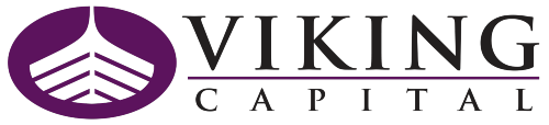 Viking Capital logo featuring a stylized Viking ship prow in purple, accompanied by the company name in black text.