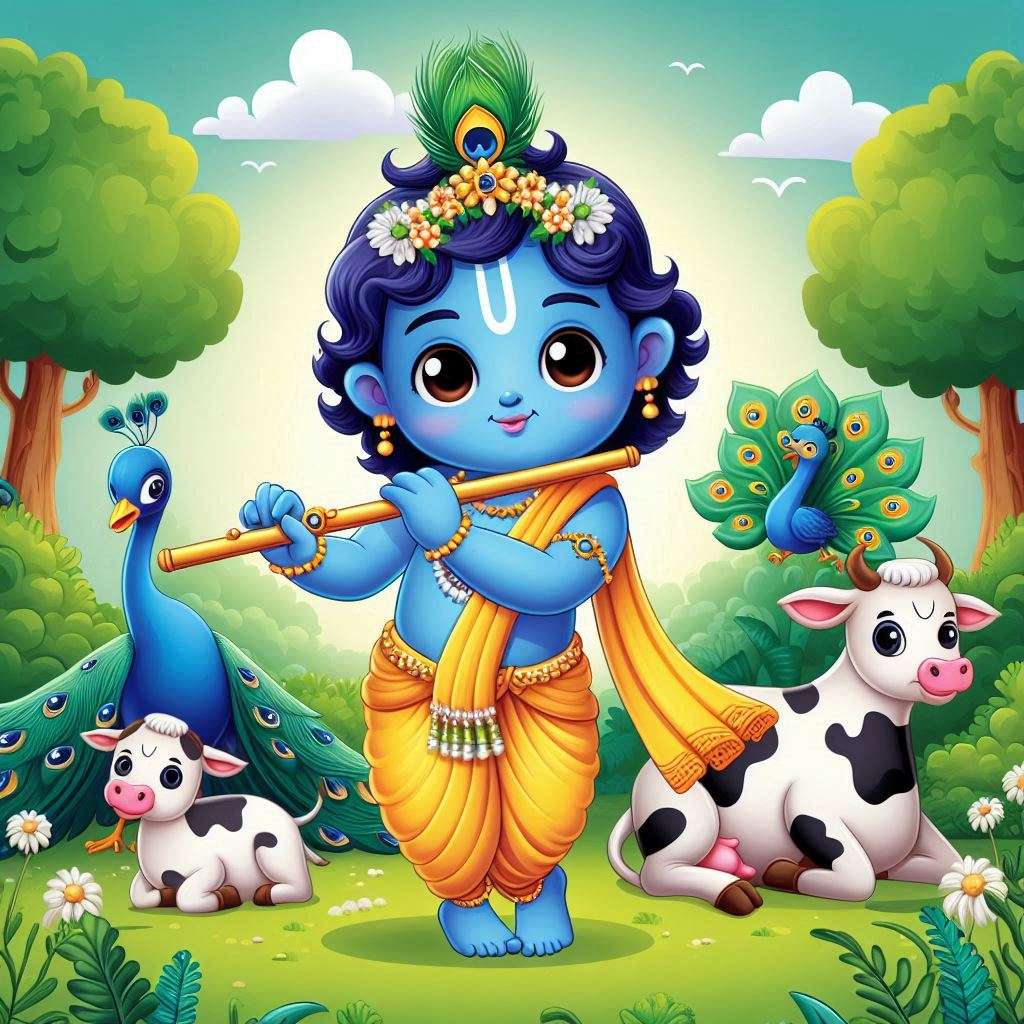 colorful lord krishna artwork for kids