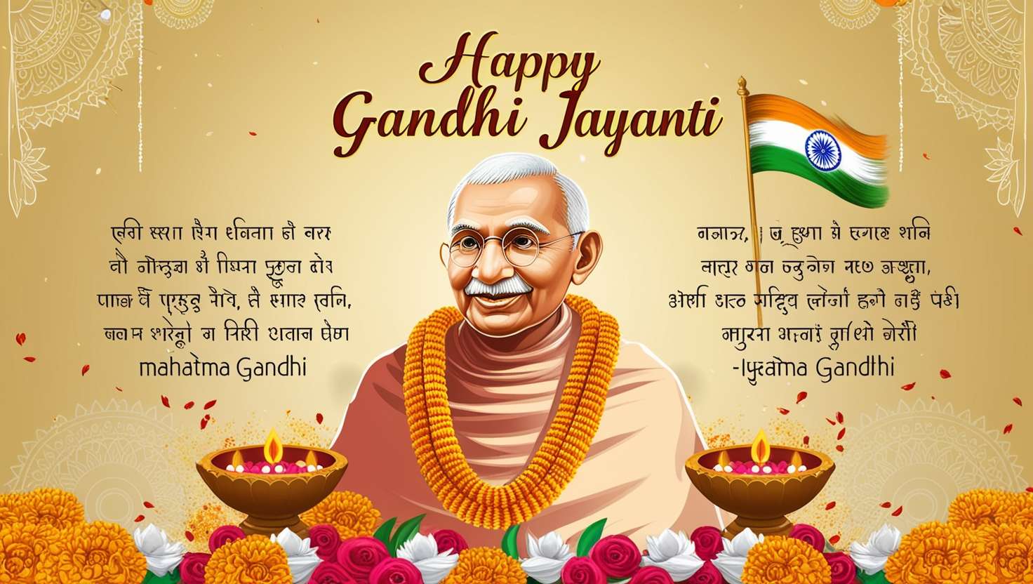 artistic mahatma gandhi jayanti wishes for celebration