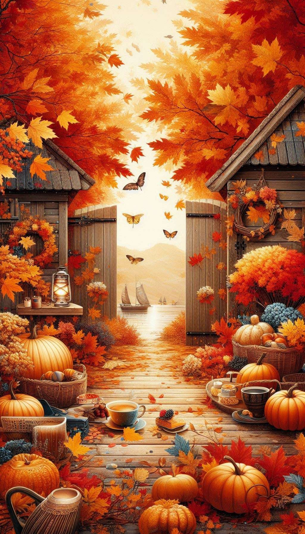 autumn-themed wallpaper background for smartphones