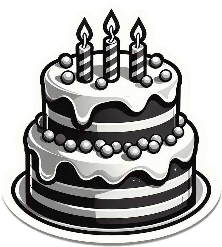 birthday cake png black and white