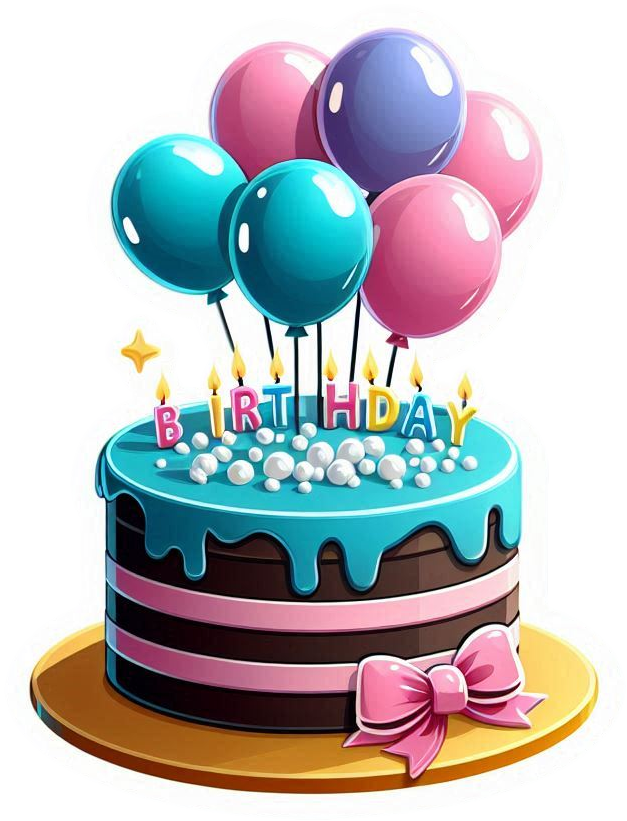 birthday cake png with balloons