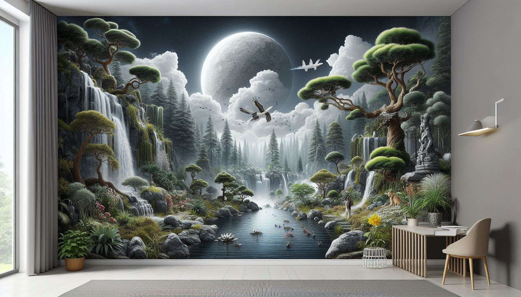 detailed 3d nature wallpapers for enhancing home office aesthetics