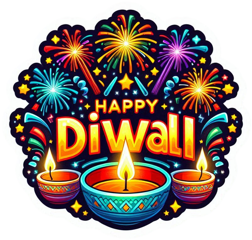 festive diwali text with glittering fireworks for digital designs