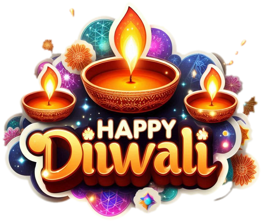 free download diwali png text with sparkling fireworks effects