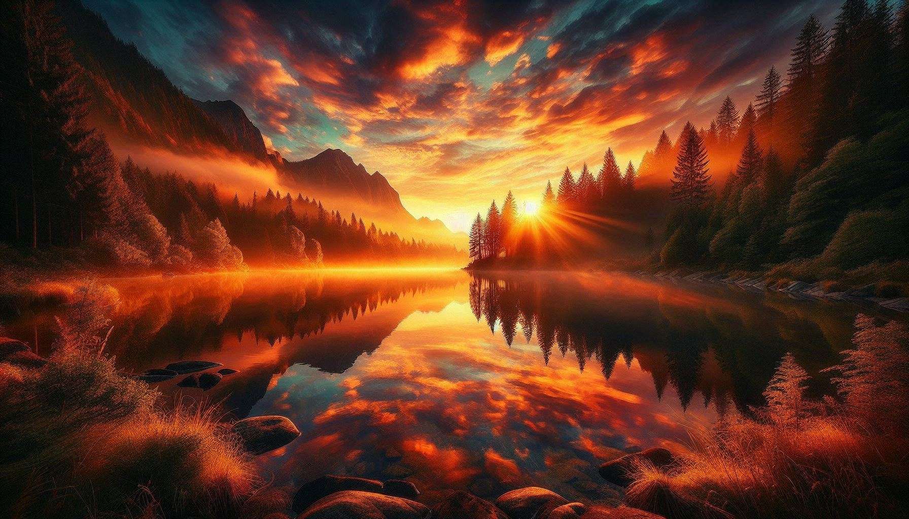 hd nature images with sunrise and reflection on lakes