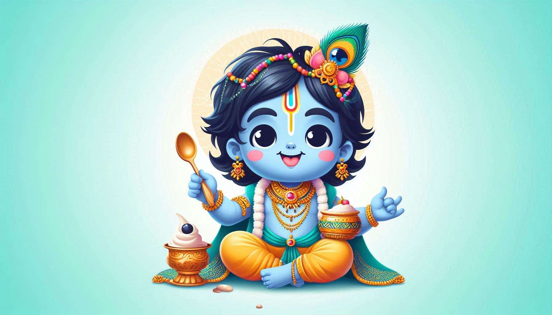 high-resolution child lord krishna eating makhan images