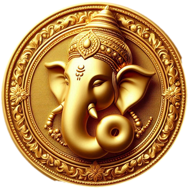 lord ganesha gold coin png for diwali graphics