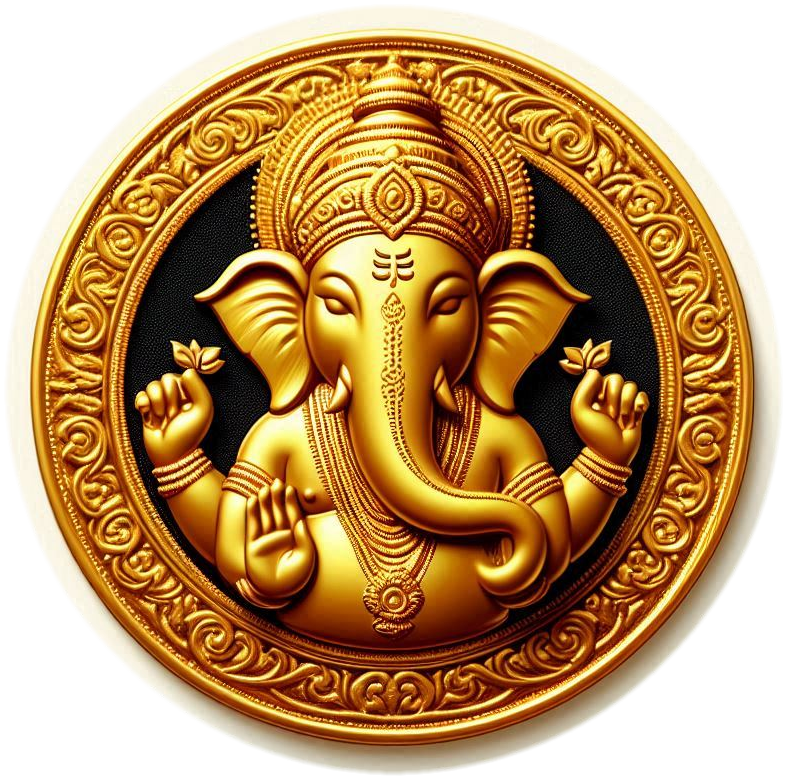 lord ganesha gold coin png image for download