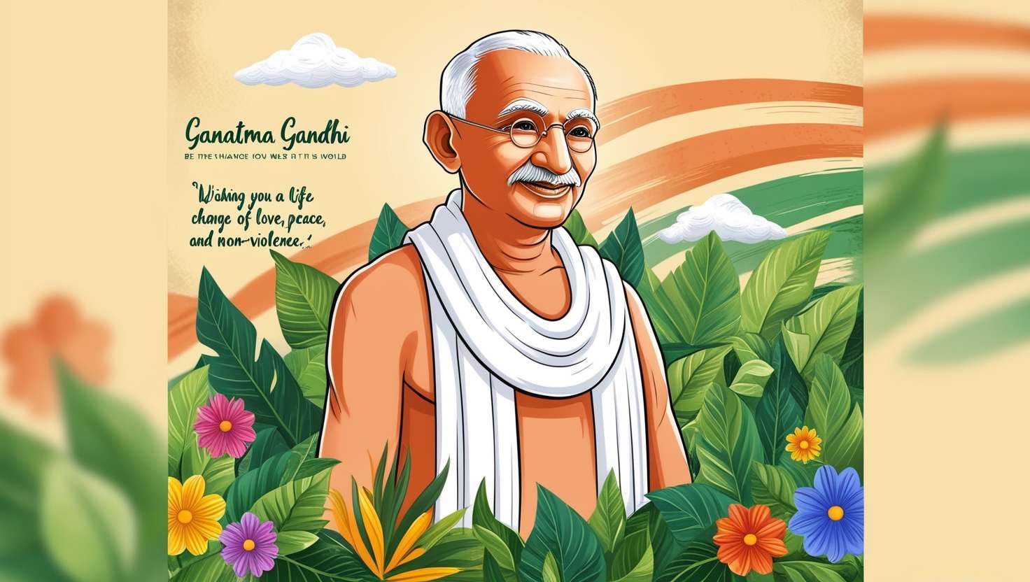 mahatma gandhi jayanti wishes images with traditional motifs