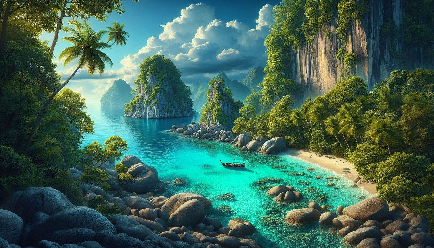 nature 3d wallpaper with tropical beaches and crystal-clear waters