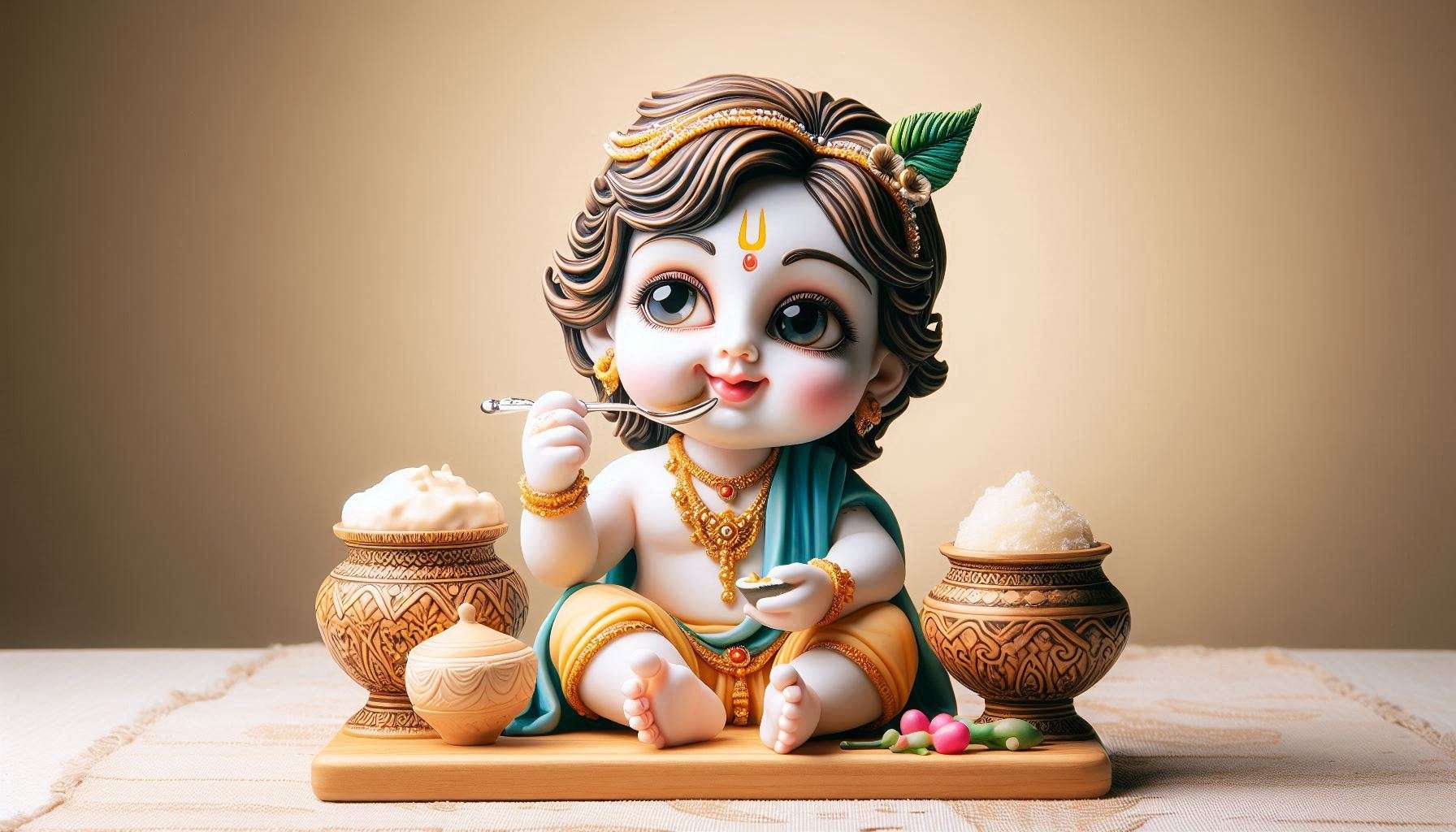 spiritual child lord krishna eating makhan pictures