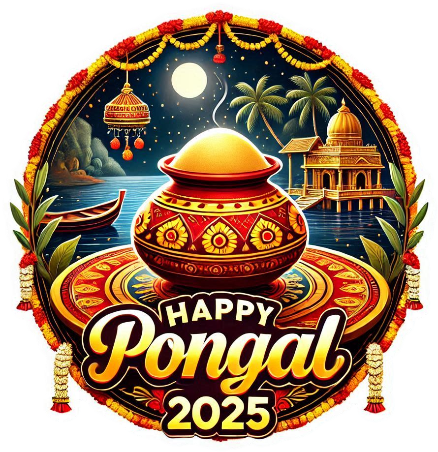 sun and pongal 2025 png design