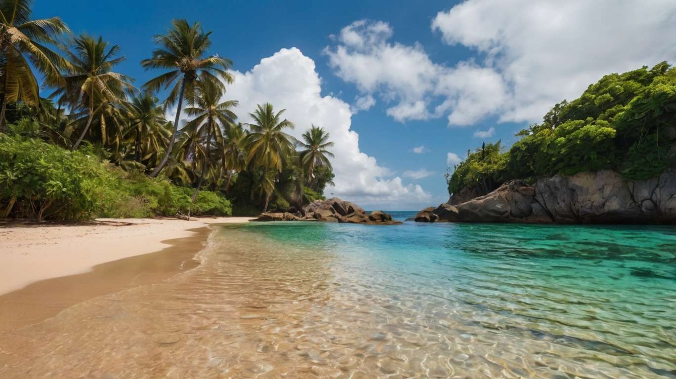 tropical beach landscape nature images with palm trees