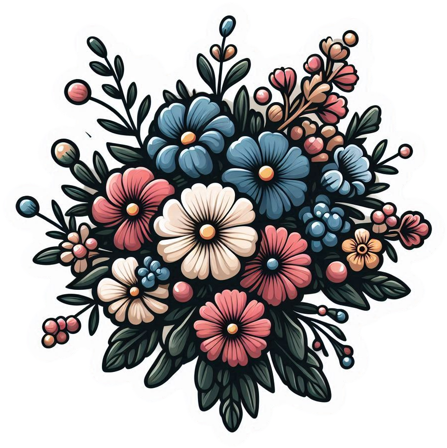 tropical flower png clip art pack