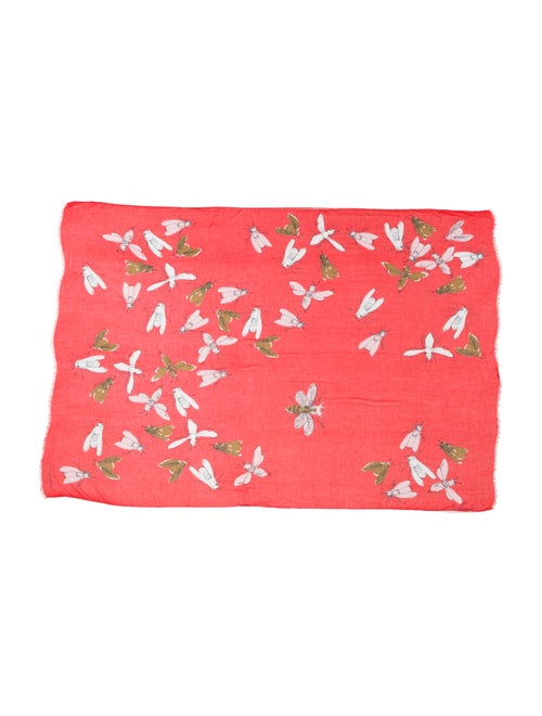 Carolina Herrera Silk Scarf Red Printed Featuring… - image 1