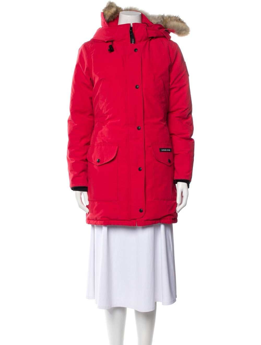 Canada Goose Down Coat Red With Hood Stand Collar… - image 1