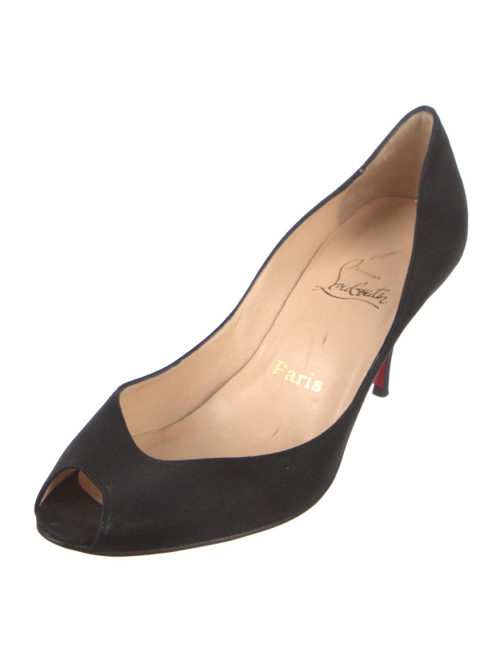 Christian Louboutin Canvas Pumps Black Peep-Toes … - image 2