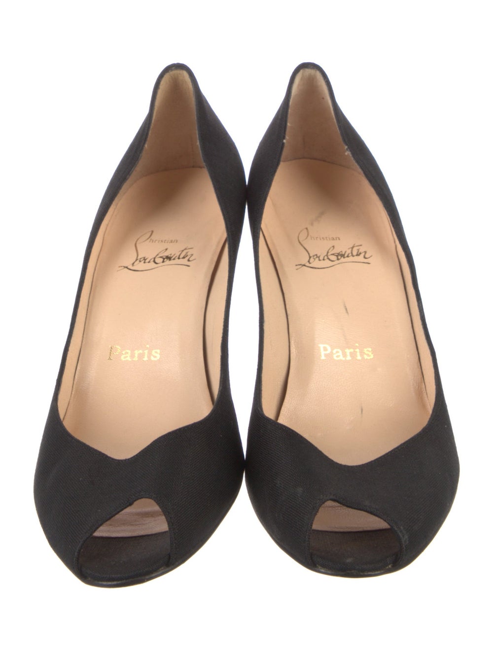 Christian Louboutin Canvas Pumps Black Peep-Toes … - image 3