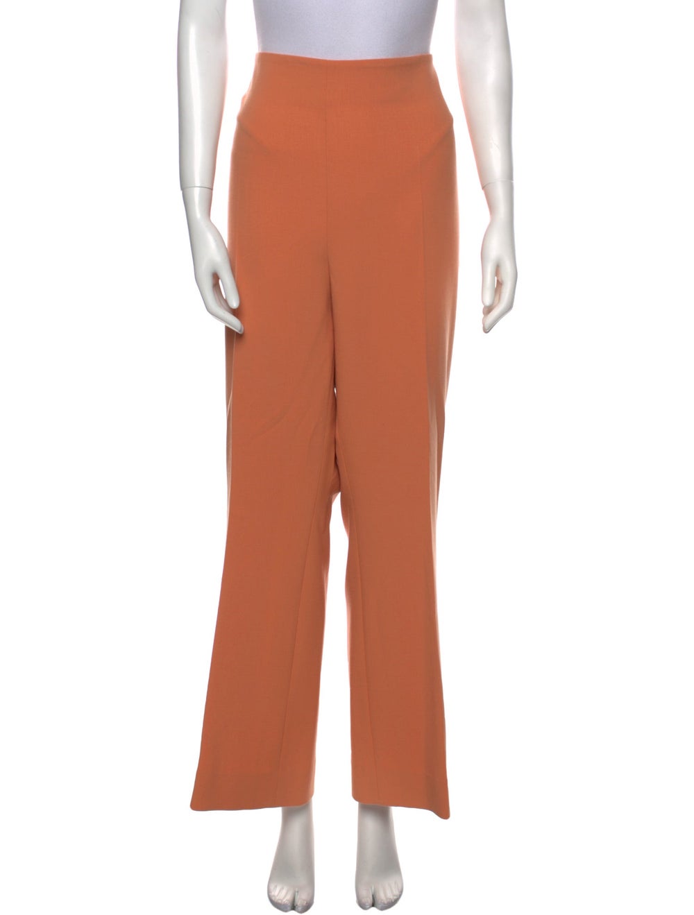 Akris Wool Wide Leg Pants Orange High-Rise - image 1