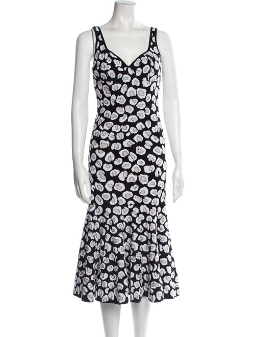 Alaïa A-Line Dress Black Printed Sleeveless with … - image 1