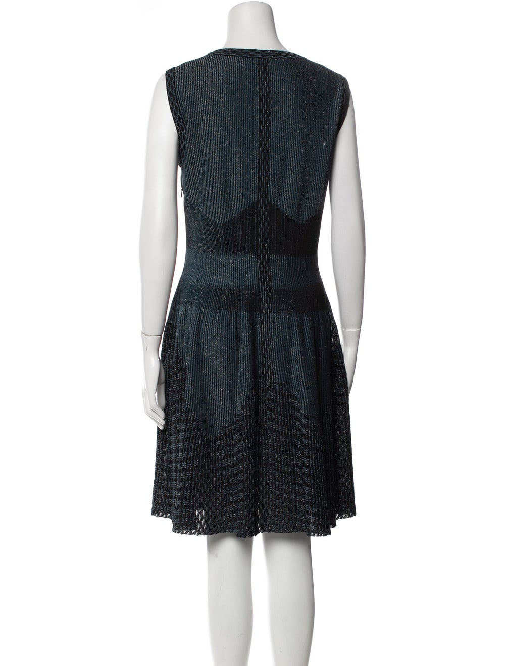 Alaïa A-Line Dress Blue Striped Glitter Accents S… - image 3