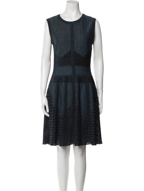 Alaïa A-Line Dress Blue Striped Glitter Accents S… - image 1